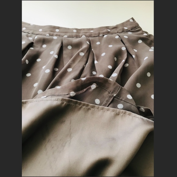 H&M brown polka dots A-line pleated mini skirt size 10 - Picture 7 of 12